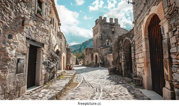 Stone Street in Old European Village