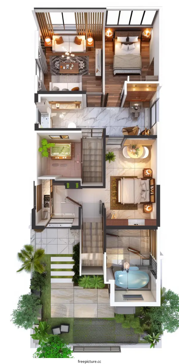 Modern House Floor Plan Design Illustration