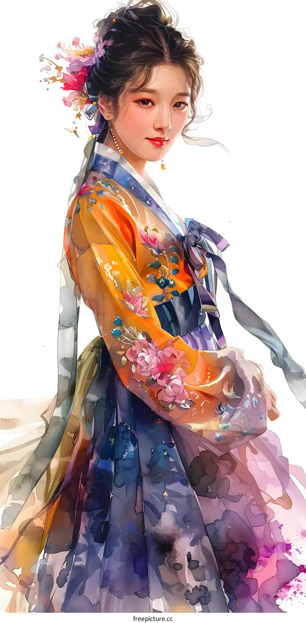 A beautiful Korean woman in traditional dress