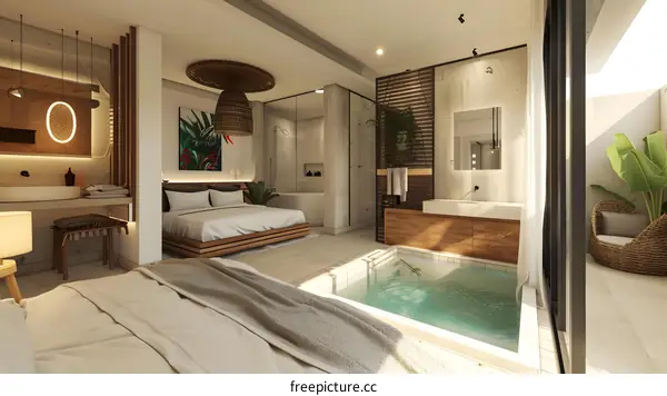 Modern Tropical Bedroom with Plunge Pool