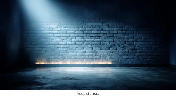 Empty Room with Brick Wall and Spotlight