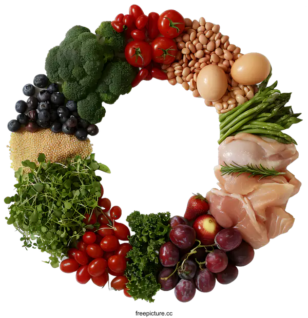 [Transparent Background PNG]Circular Arrangement of Fresh Food Ingredients