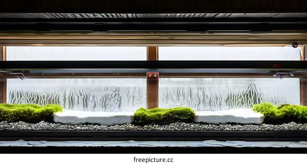 Indoor Green Moss Terrarium With White Rocks