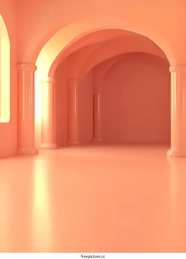 Abstract 3D Orange  Archway Interior Design