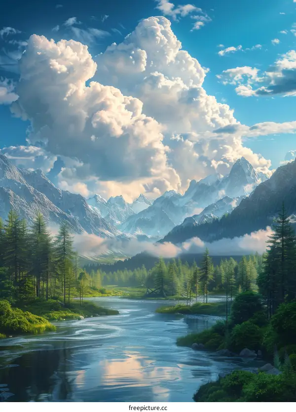 Majestic Mountain River Scenery