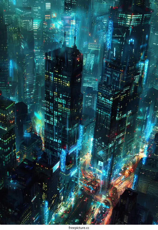 Cyberpunk Cityscape: Neon Rain and Flying Cars
