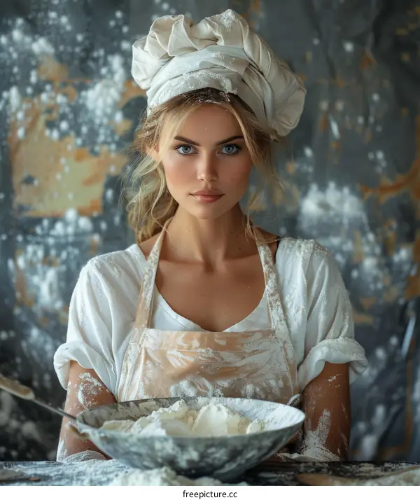 Flour-Dusted Baker: A Portrait of Contentment