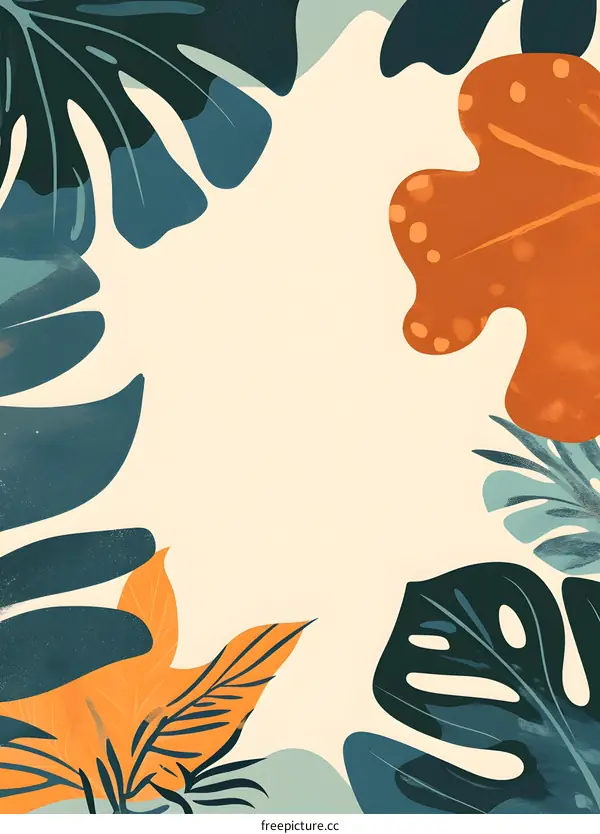 Tropical Leaf Border Illustration Background