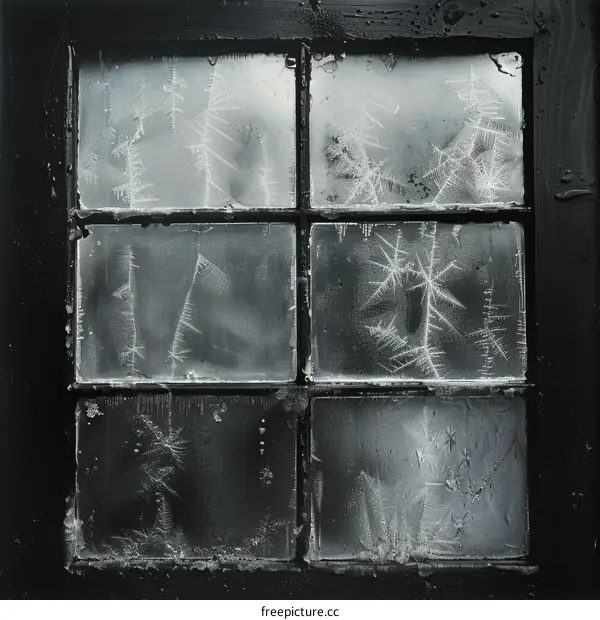 Black and White Frost on Window