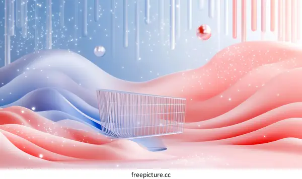 Pastel Colors Shopping Cart Scene Illustration