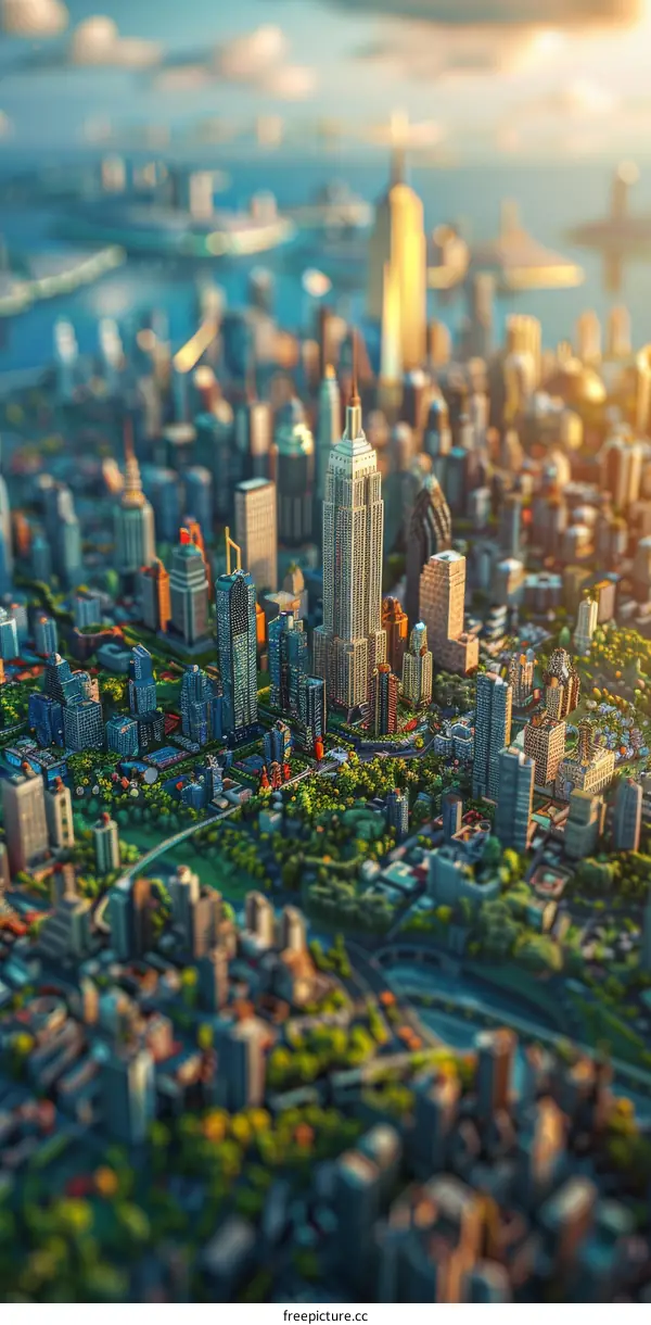 Pixelated Cityscape of New York City