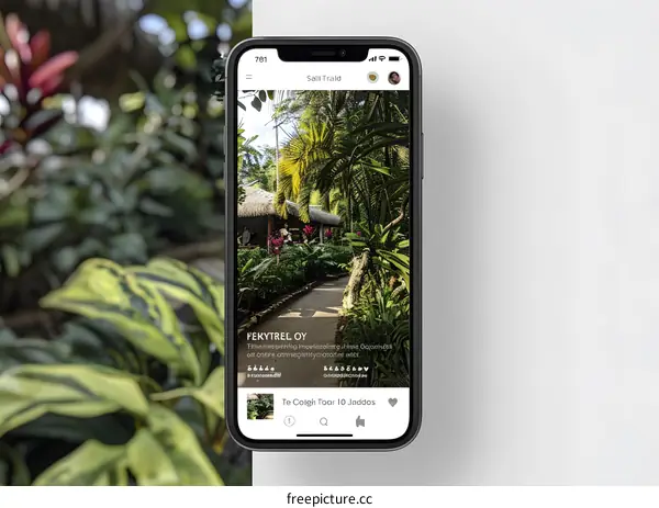 Tropical Garden Path on a Mobile Phone
