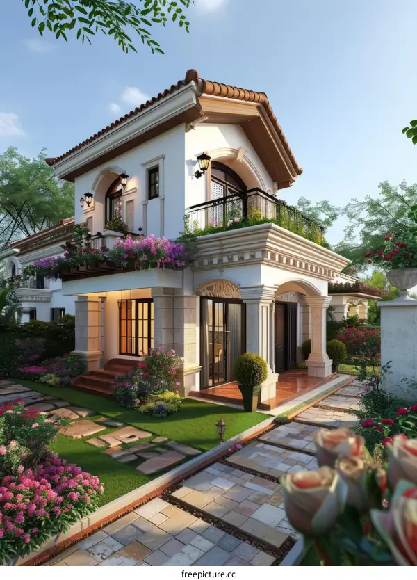 European style villa with beautiful garden