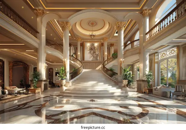 Luxury Grand Staircase in a Majestic Mansion