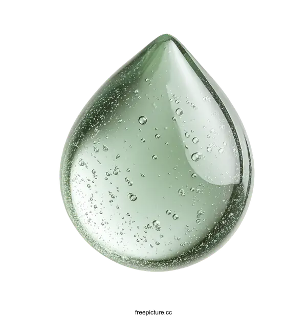 [Transparent Background PNG]Green Serum Drop with Bubbles