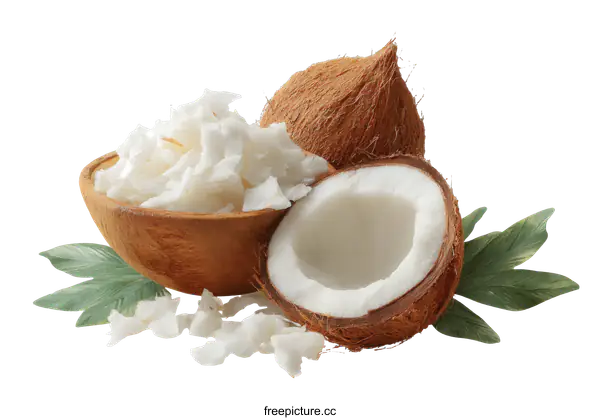 [Transparent Background PNG]Delicious Coconut Flakes and Coconuts
