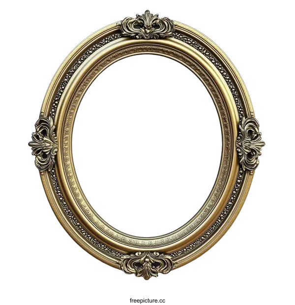 [Transparent Background PNG]Ornate Gold Oval Picture Frame