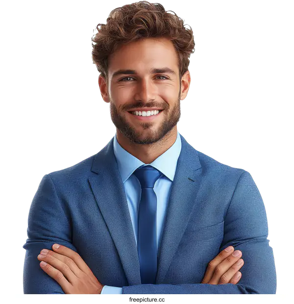 [Transparent Background PNG]Confident Businessman Portrait