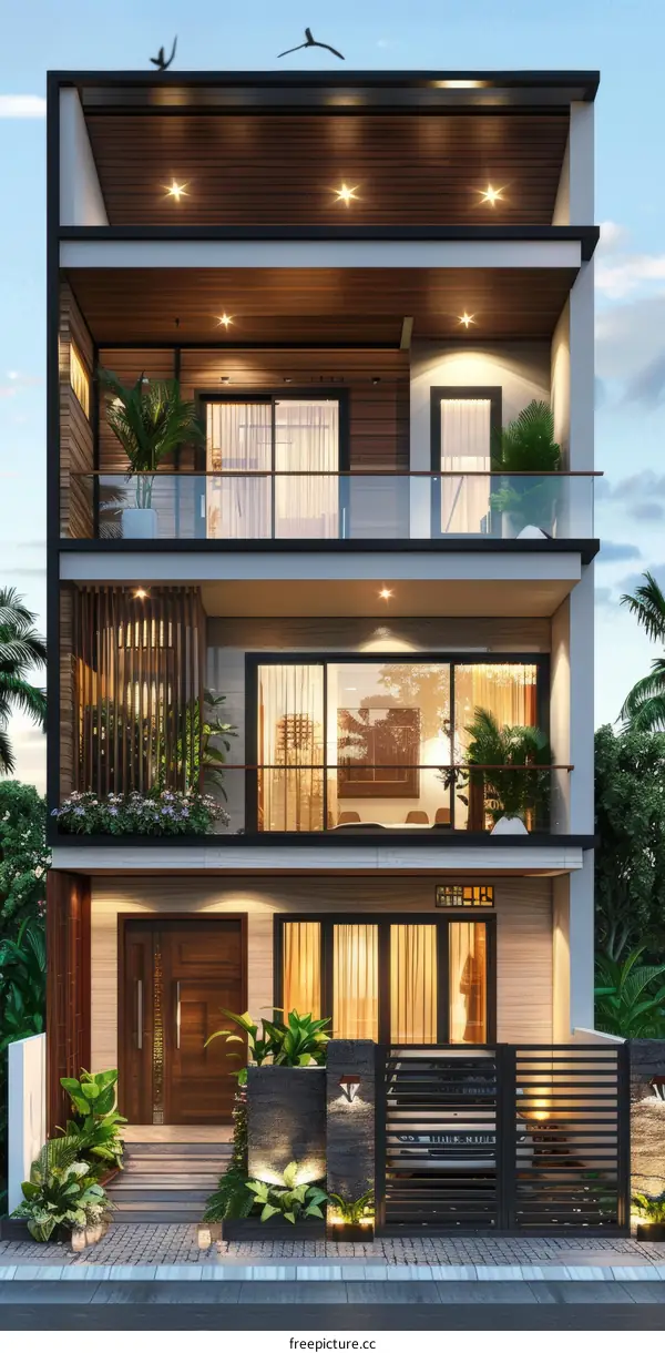 Modern Three Story Home Exterior