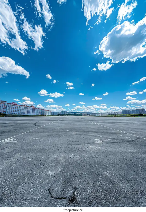 Empty Parking Lot Under Sunny Skies