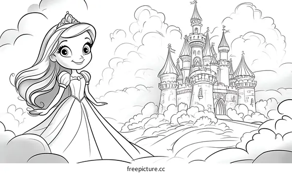 Princess and Fairytale Castle Illustration