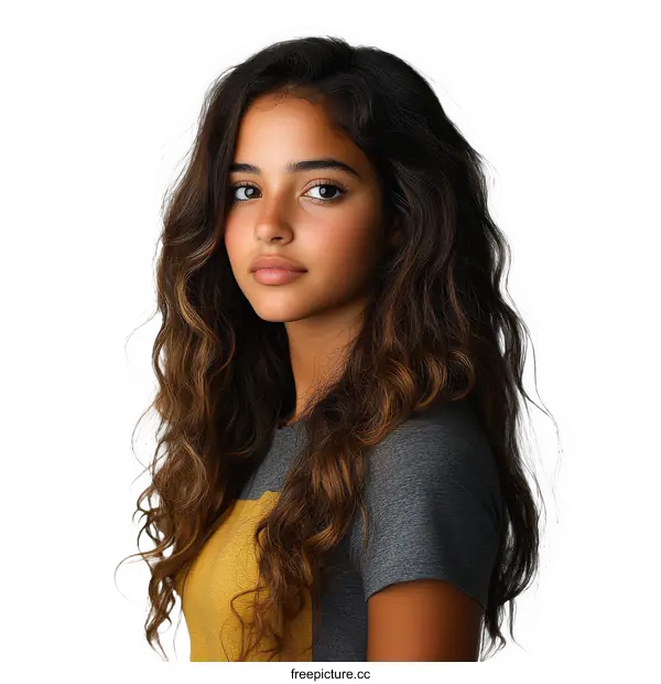 [Transparent Background PNG]Close-up Portrait of a Beautiful Teenage Girl