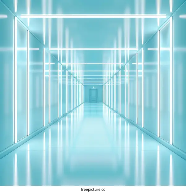 Futuristic blue glowing corridor