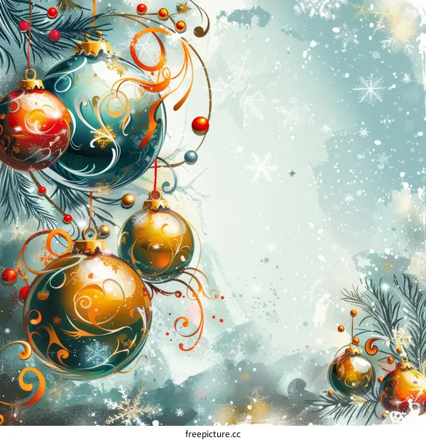 Festive Christmas Decorations with Ornaments, Baubles, and Lights