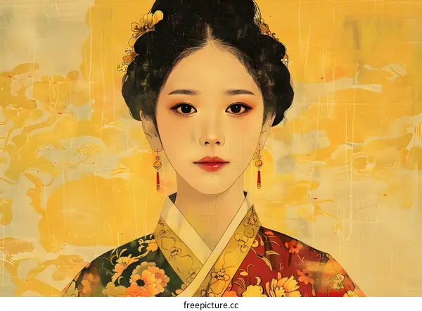 Portrait of a young woman in traditional Chinese clothing