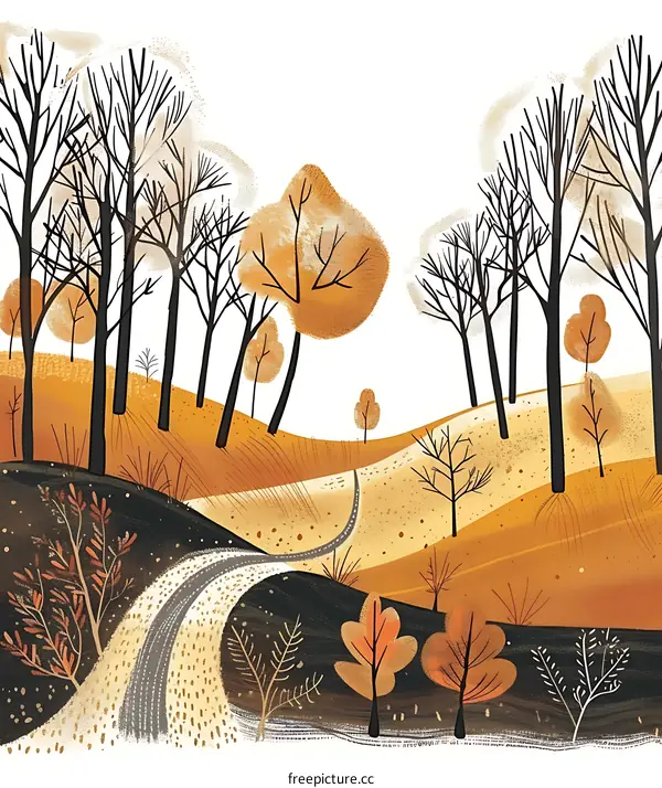 Autumn Forest Path Illustration