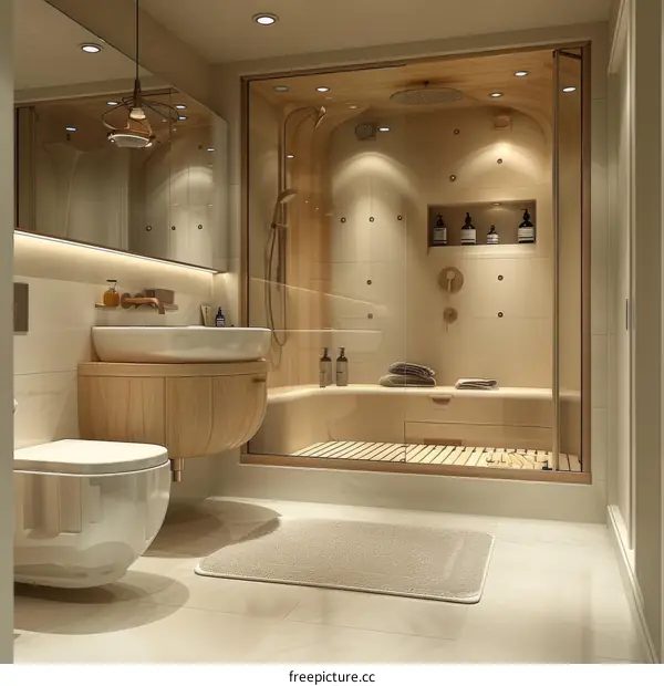Modern Bathroom Interior Design with Walk in Shower