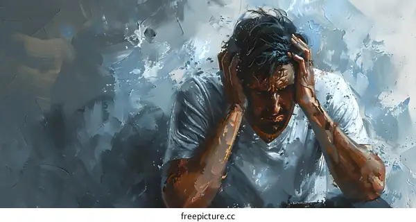 Man grabbing his head in anguish