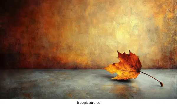 Autumnal Leaf on a Textured Surface