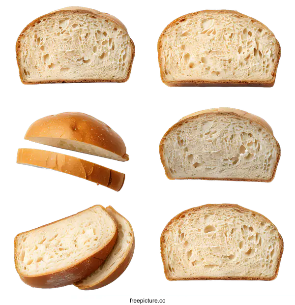 [Transparent Background PNG]Freshly Sliced White Bread Isolated on White Background