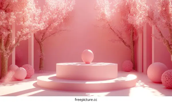 Pink Sakura Cherry Blossom Aesthetic Scene