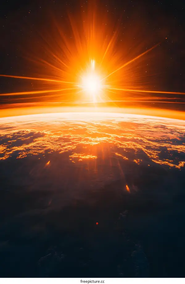 Sunrise over Earth from Space