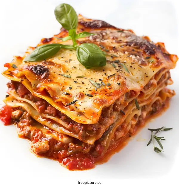 lasagna with basil