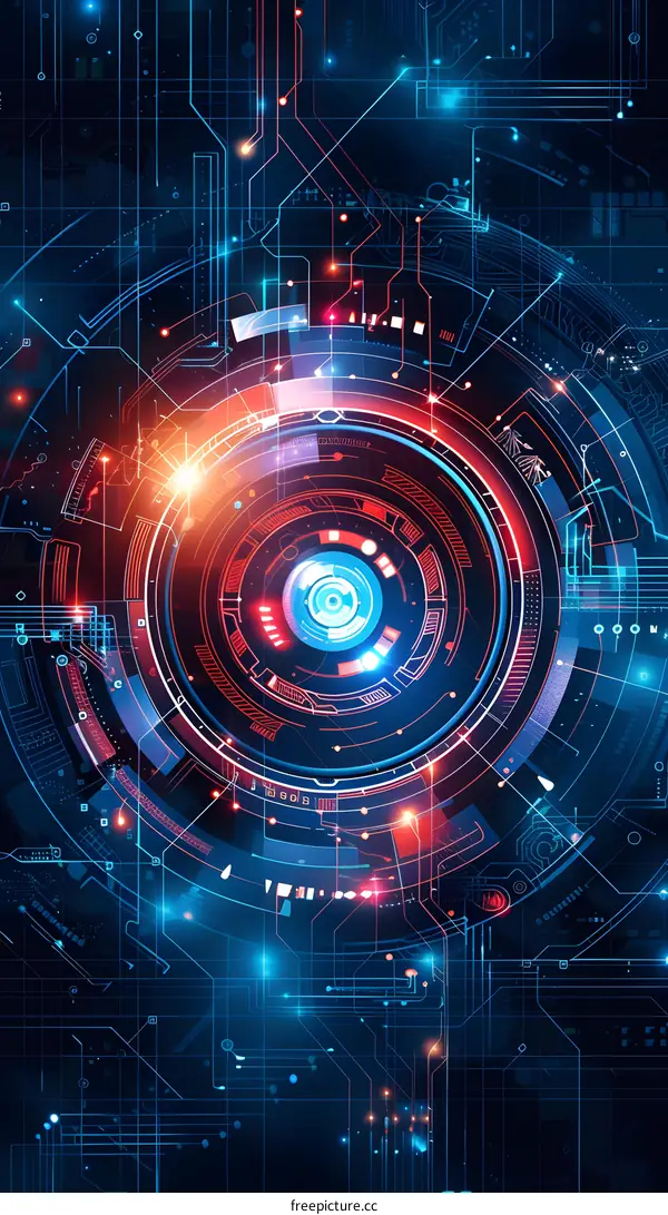 Blue and red technology background