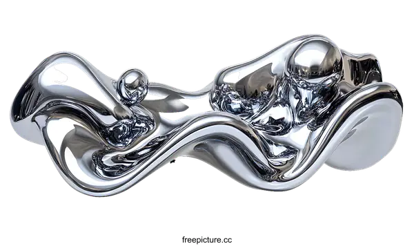 [Transparent Background PNG]Abstract Chrome Liquid Sculpture Design