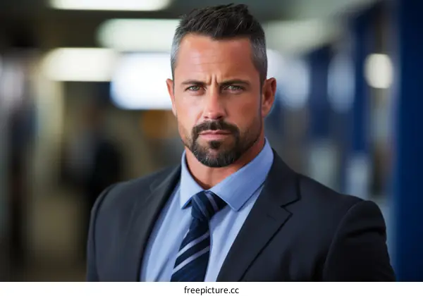 A man in a suit with a serious expression on his face