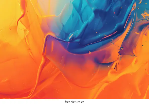 Abstract Orange And Blue Swirling Liquid Background