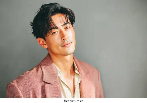 Close-up Portrait of a Handsome Asian Man