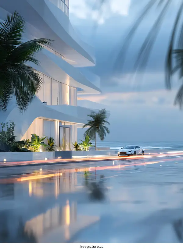 Modern Coastal Architecture at Dusk