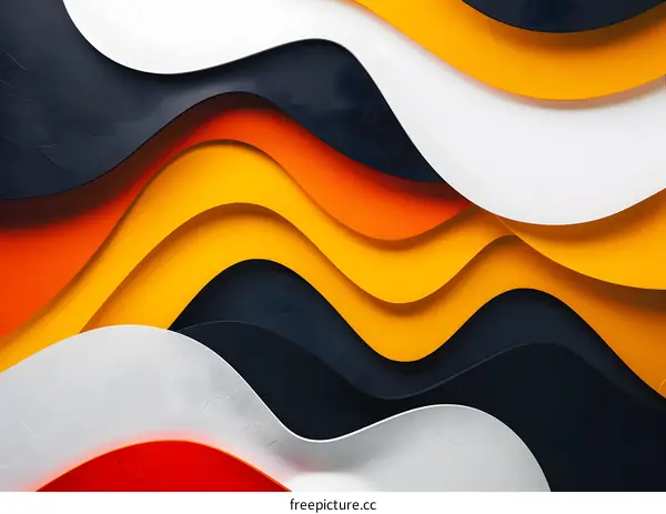 Abstract Background With Yellow Orange and Black Wavy Lines