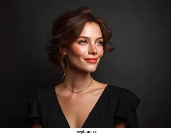 Elegant Woman in a Black Dress Portrait