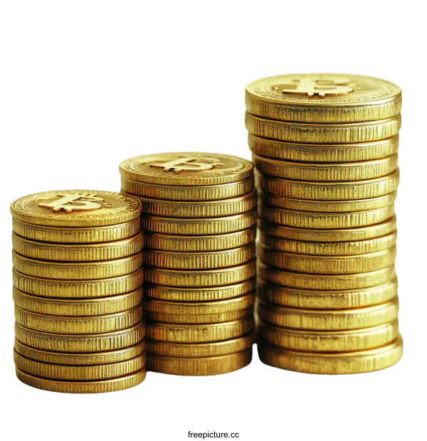 [Transparent Background PNG]Bitcoin Stacks Financial Growth Illustration