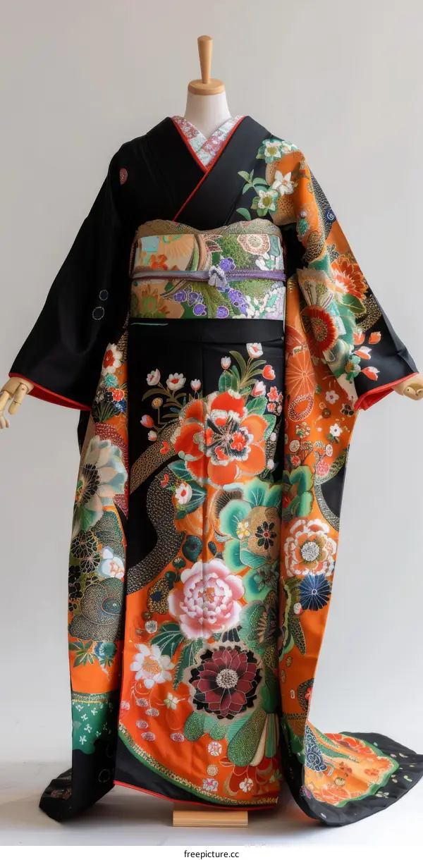 A kimono with a floral pattern