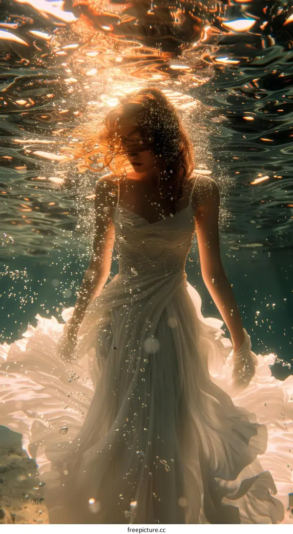 Ethereal Underwater Photoshoot of a Woman in White
