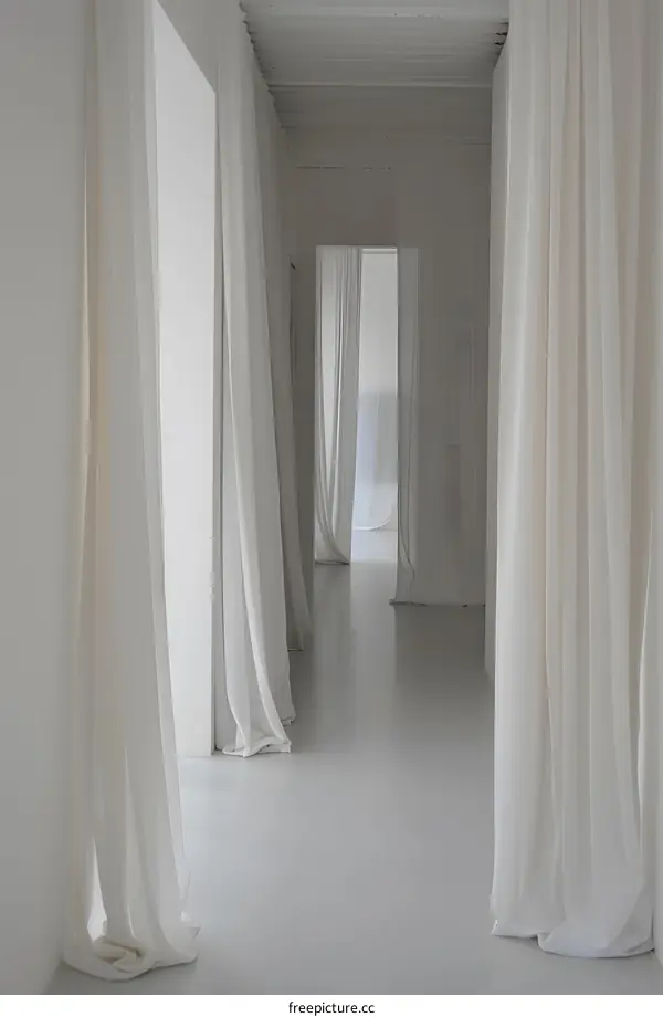 White Curtains in a Minimalist Interior Design