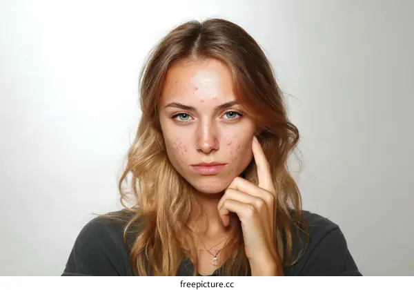 Woman with Acne Close-up Portrait